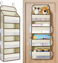 Yecaye Over The Door Organizer, Heavy Duty Hanging Organizers and Storage with 4 Large Capacity Pockets, Swing-Proof Behind The Door Storage for Bathroom Nursery Bedroom Dorm Closet, Beige,1Pc