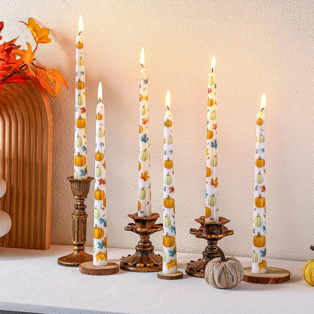 Conelist 6 Pcs Thanksgiving Taper Candles 10" Fall Decorative Taper Candles