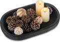Hanobe Wooden Decorative Key Bowl for Coffee Table Decor, Rustic Black