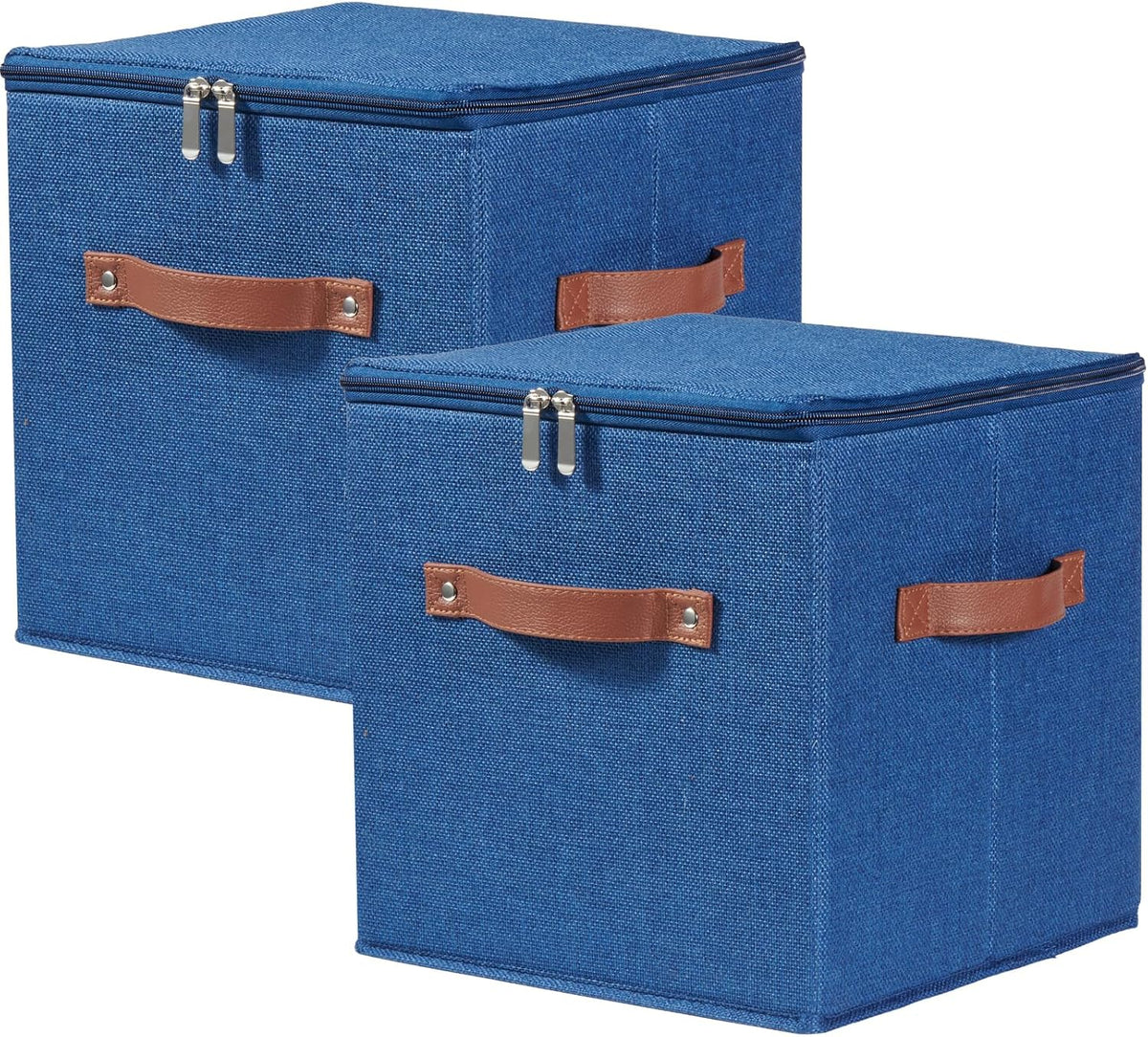 2PCS Storage Cubes with Lids Cotton Linen Fabric Bins Boxes