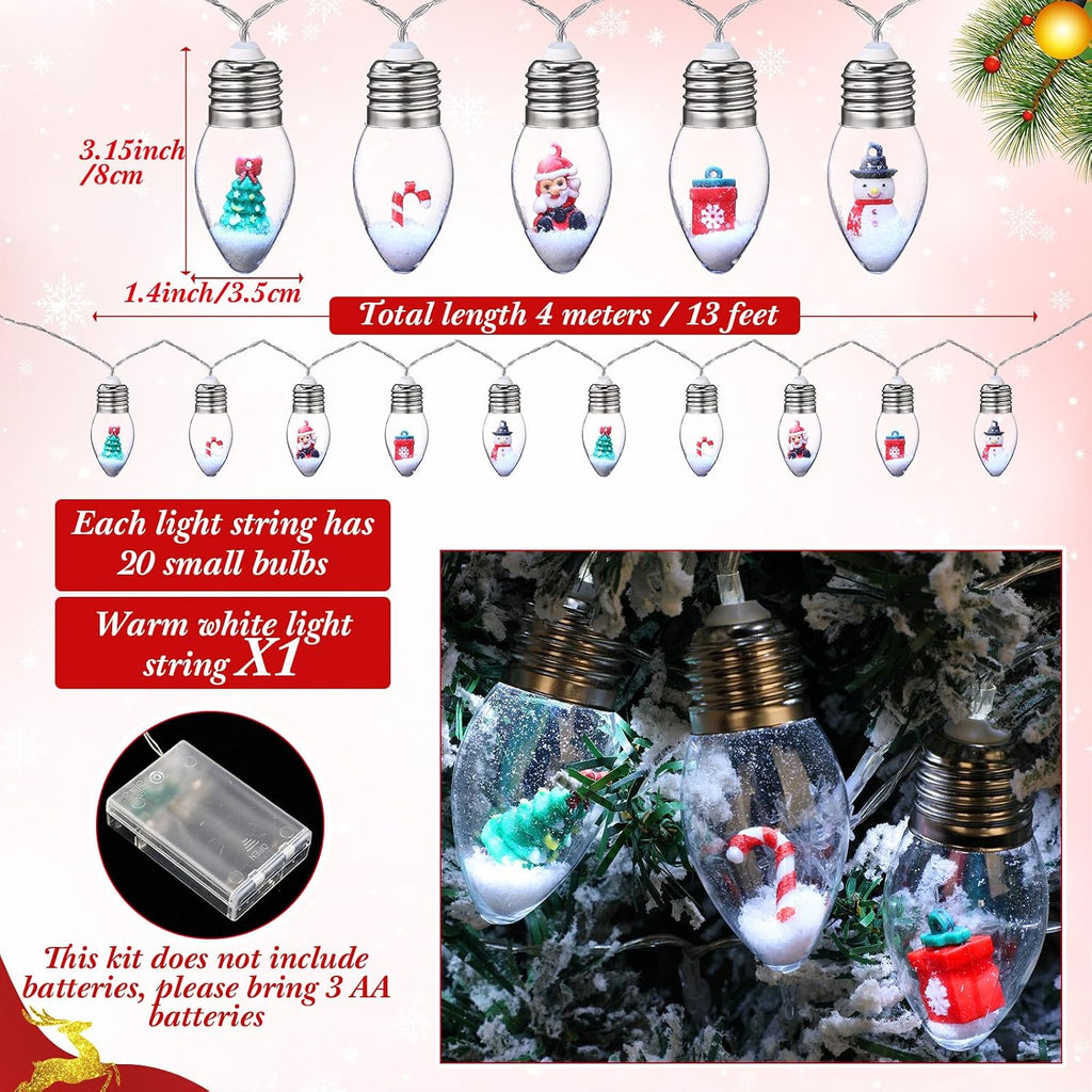 Aurelema Christmas Snow Globe String Lights, Cool White Light, 13ft 20 LED