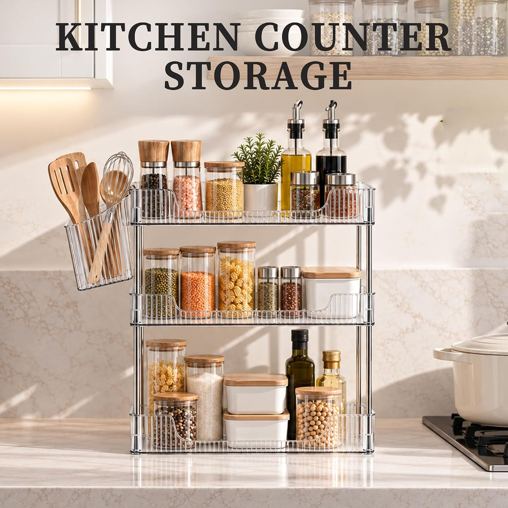 3-Tier Clear Bathroom Counter Organizer, Makeup Skincare Tray