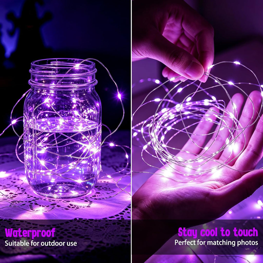 12 Pack Purple Fairy Lights Battery Operated, 10 ft 30 LEDs String Lights