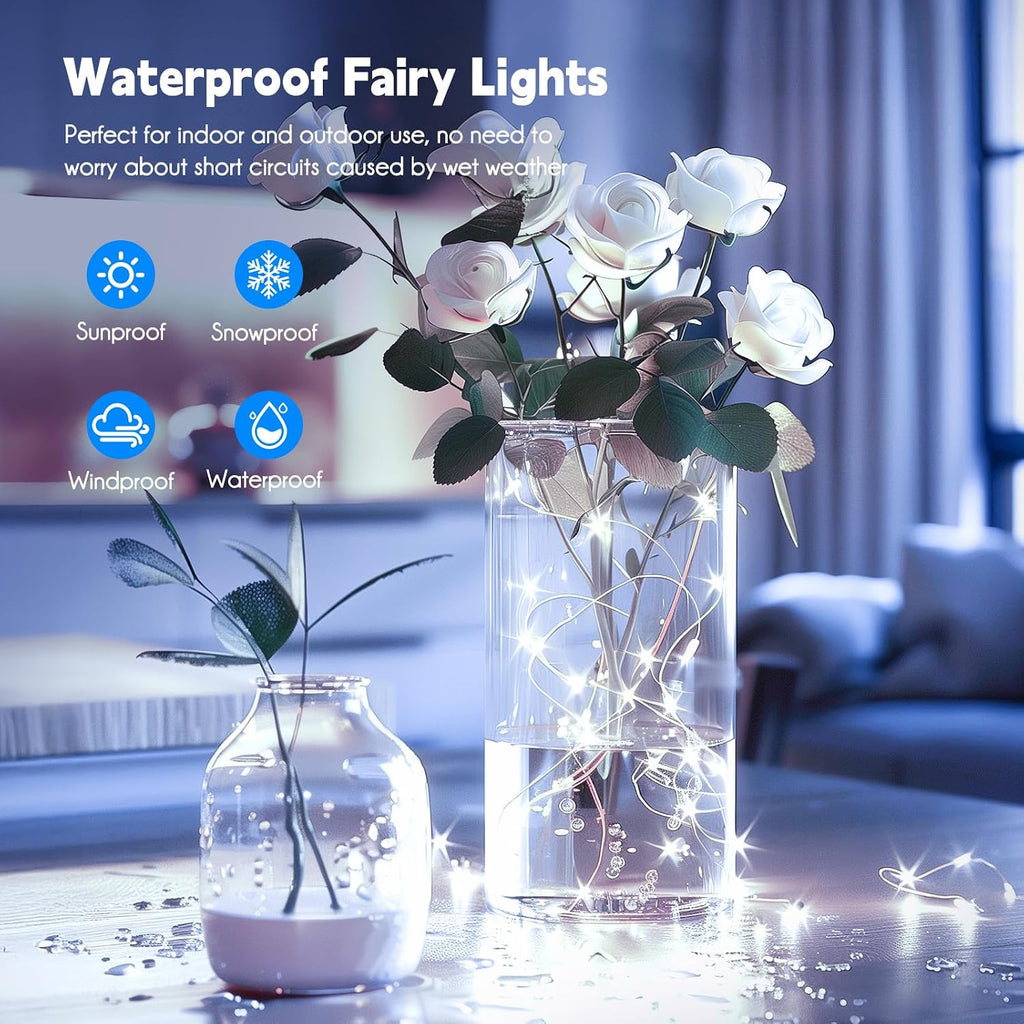 Fairy Lights with Remote, 66 Feet 200 Led Firefly String Lights Plug in for Bedroom Home Wall Ceiling Christmas Tree Wreath Craft Wedding Party Indoor Outdoor Decoration, Pure White