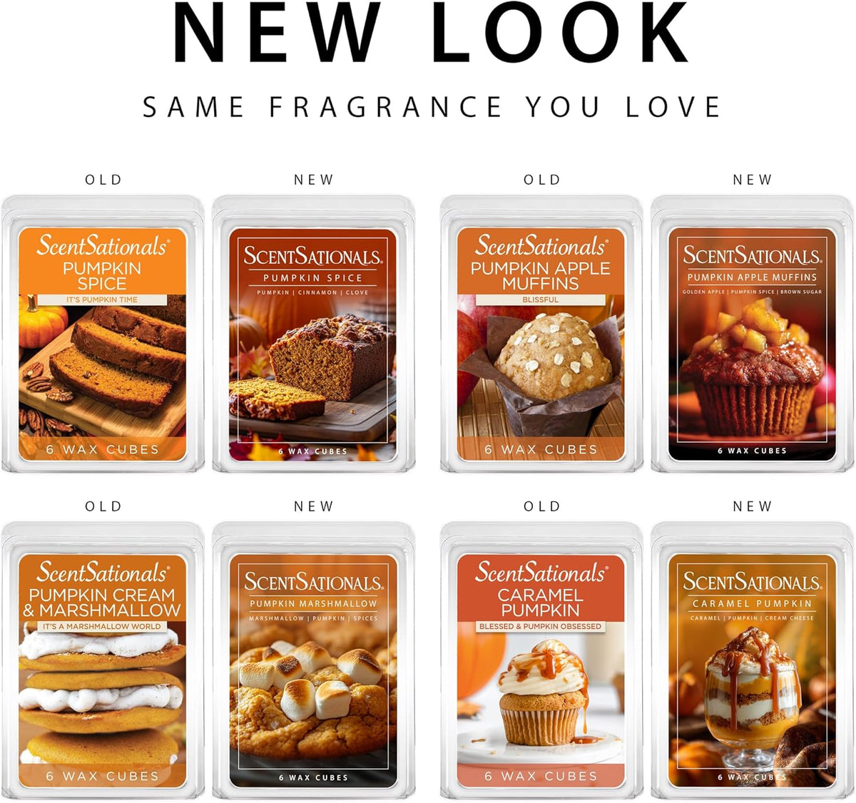 Scentsationals Fall Wax Melts Pumpkin Party 4pk – Long Lasting, Strong Scent Melts for Warmers, Includes Pumpkin Spice with Apple Muffins, Marshmallow, and Caramel, 10oz (24 Cubes)