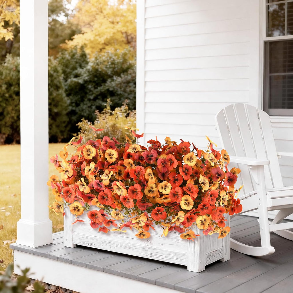 Artificial Pansy Faux Fall Flowers Plants for Outdoors Porch Decoration