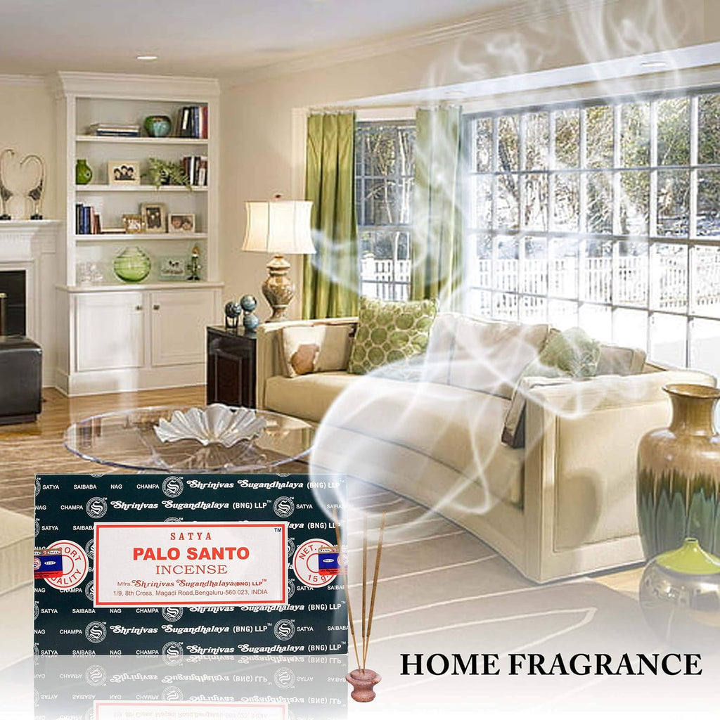 Nag Champa Incense Stick Packs - Hand Rolled & Non-Toxic - Perfect for Meditation and Yoga - Home Fragrance Gift Pack - 15g, Set of 12 Packs (Palo Santo)