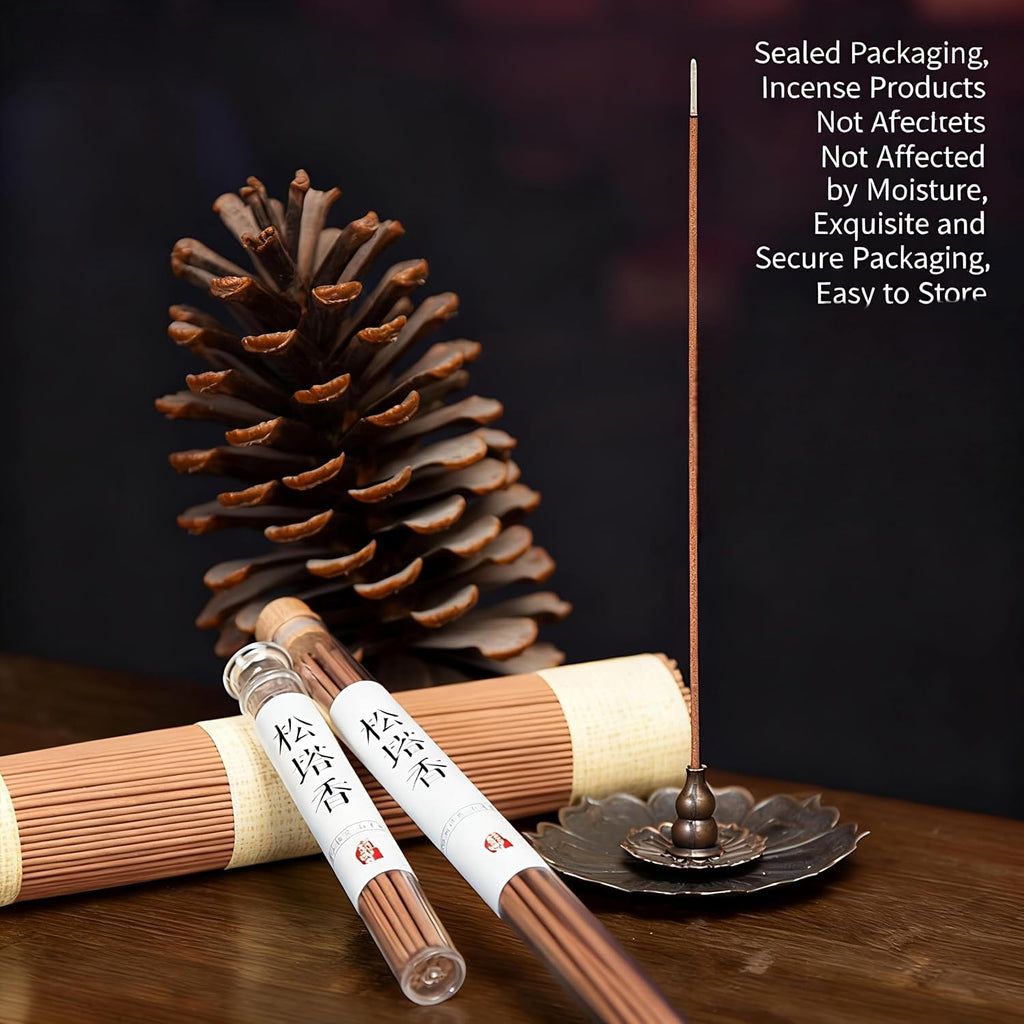 Natural Pine Cone Incense Sticks - 20g/Tube Handmade Aromatherapy Incense (20.5cm Length), Mild Scent for Relaxation, Yoga & Home Decor