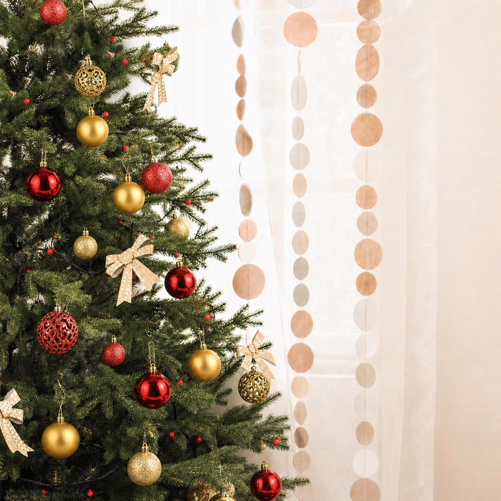 Christmas Balls Tree Ornaments Set, Shatterproof Xmas Decorations Set with Reusable Hand-held Gift Package for Holiday Indoor Tree Decor (100, Red & Gold)