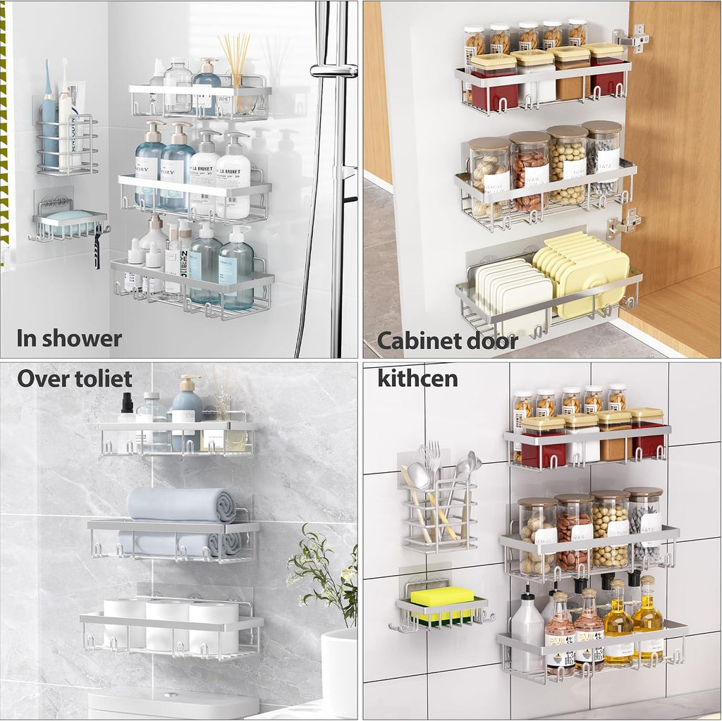 Liuoud 10 Pack Shower Caddy Chrome Silver Bathroom Storage Decor