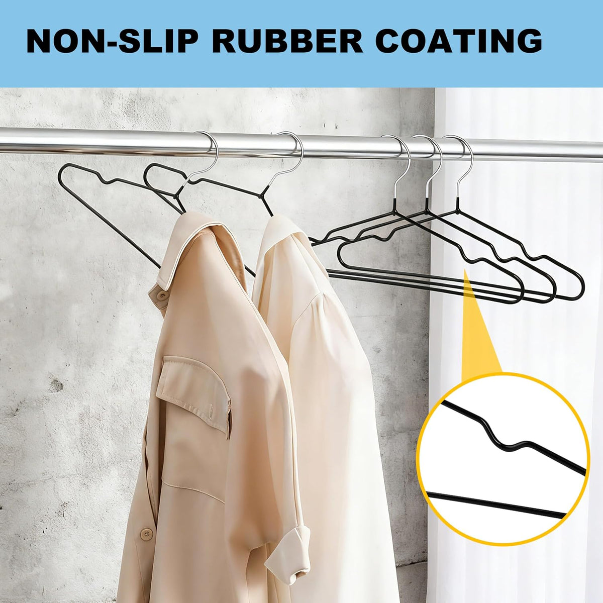 Quality Non-Slip Metal Hangers 200 Pack - Slim Space Saving for Closet