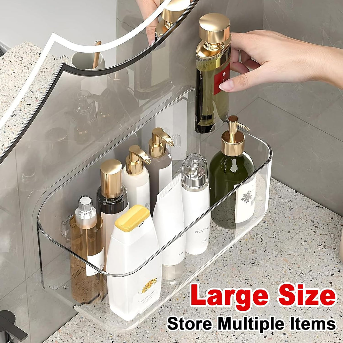 Diesisa Wall Mount Organizer, Large Adhesive Wall Self - Bathroom Shelf