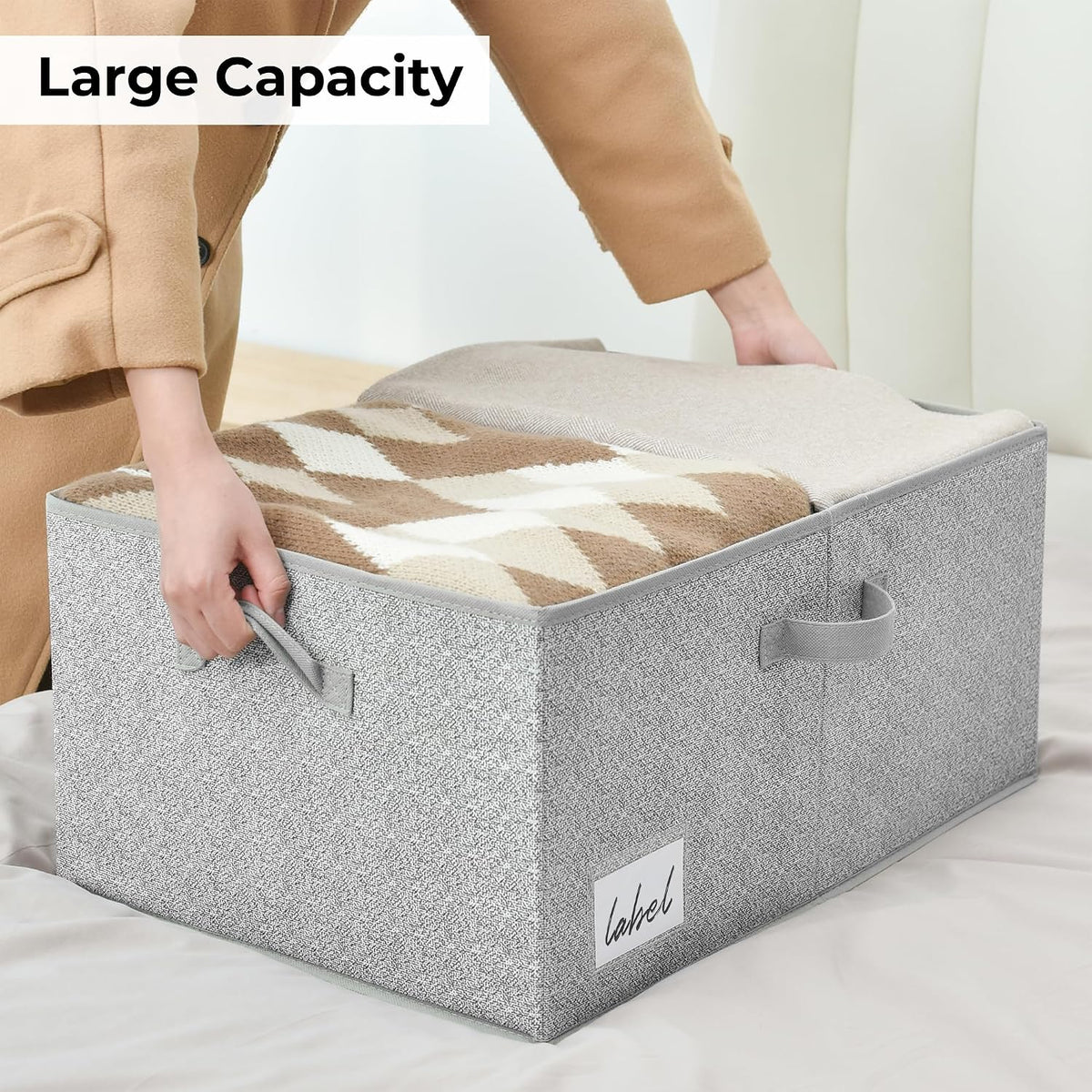 GRANNY SAYS Extra Large Storage Bins with Lids, Closet Bins, Ash Gray