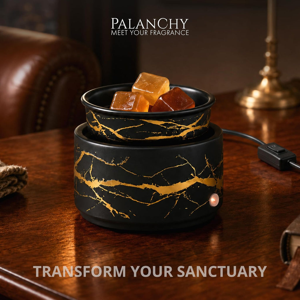 PALANCHY Electric Wax Warmer for Scented Wax Melts Black and Gold Ceramic