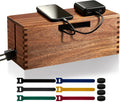 MINCORD Acacia Wood Cable Management Box - Cord Organizer & Power Strip Cover for Desk, TV Stand & Home Office, Wooden Electrical Cord Hider Box with Lid for Living Room, Bedroom & Gaming Setup