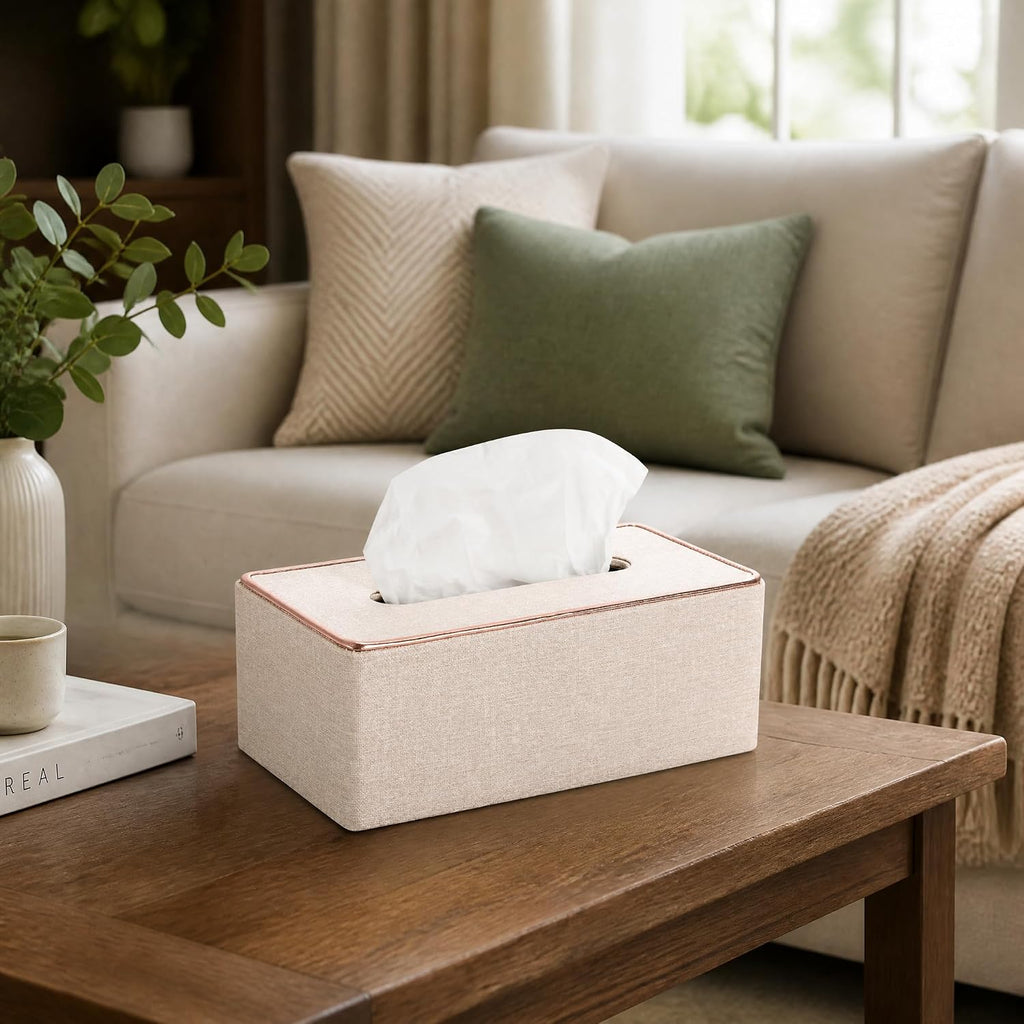 Tosnail Rectangular Leather Tissue Box Cover, 10" x 5.5" x 4.2" Decorative Tissue Box Holder, Tissue Paper Dispenser for Home, Office, Car Decoration