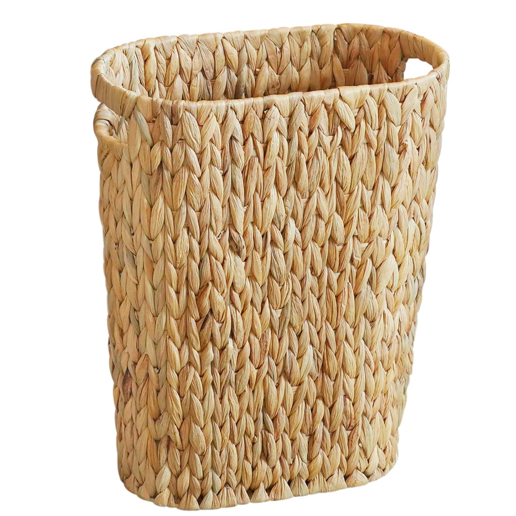 Coeusy Wicker Trash Can,Bathroom Trash Can,Water Hyacinth Wicker Waste Basket for Bathroom,Handwoven Narrow Small Waste Basket for Bedroom,Office,5 Gallon