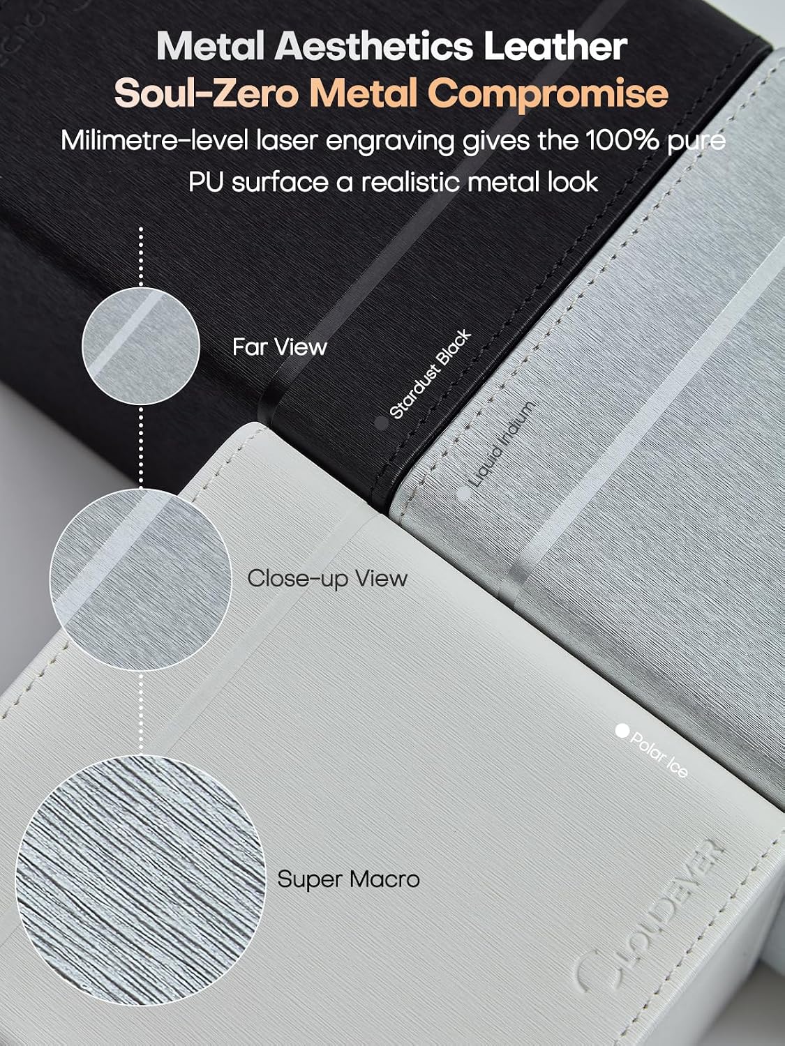 Square Tissue Box Cover Holder with Tray Compatible with Kleenex/Puffs Cubes,Patented Metal-Look PU Leather (Polar Ice)