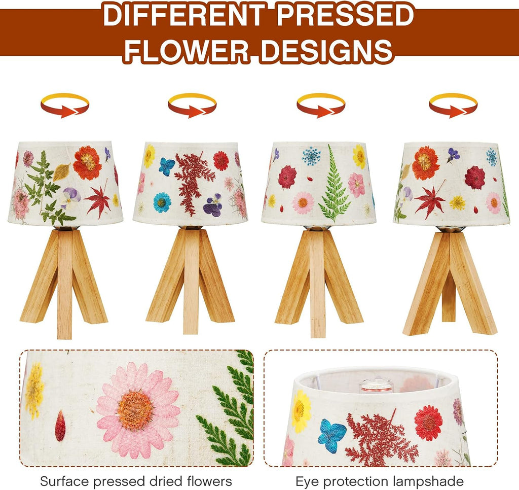 Hortsun Pressed Flower Vintage Table Lamp,Trapezoid