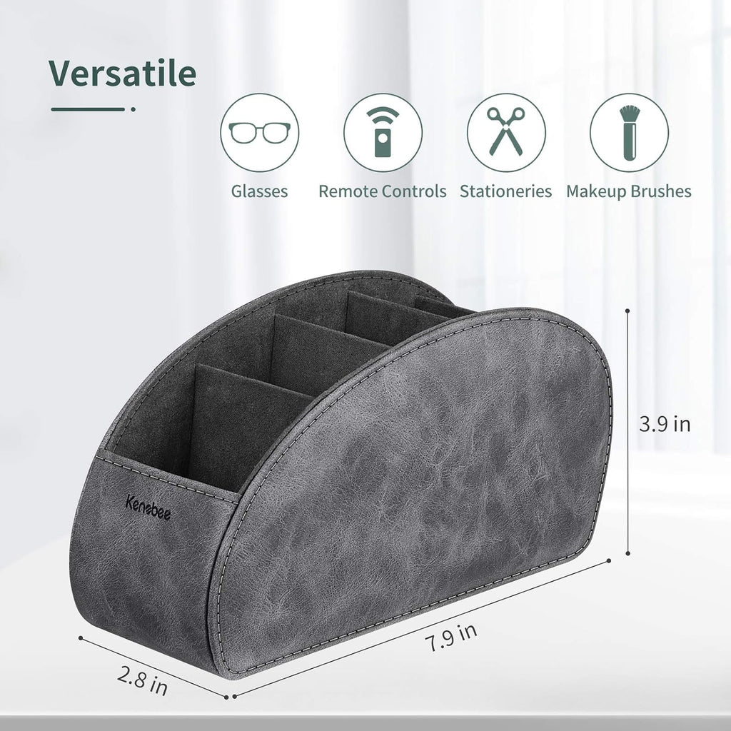 KENOBEE Remote Control Holder with 5 Compartments, Gray