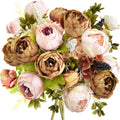 FiveSeasonStuff Mixed Pale Pink & Tawny Brown Artificial Peony Set of 2