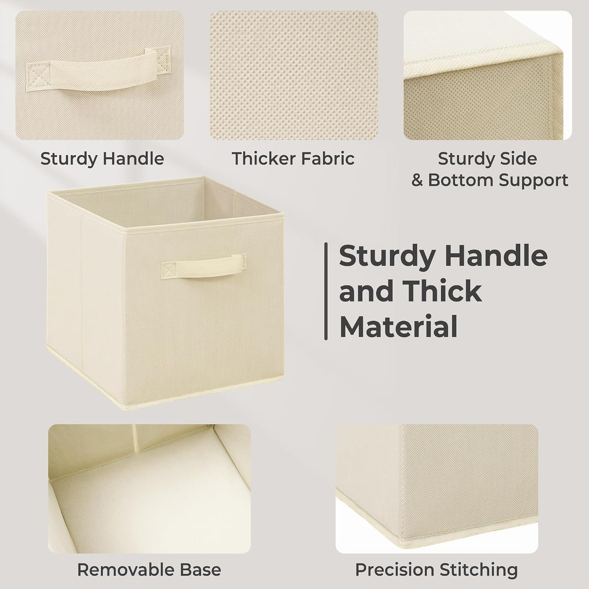 Storage Bins, 11 Inch Fabric Storage Cubes, Collapsible Cube Storage Box, Fabric Closet Organizers with Handle for Home, Office, Cabinet, Closets, Bedroom, Living Room, Beige, 20 Set