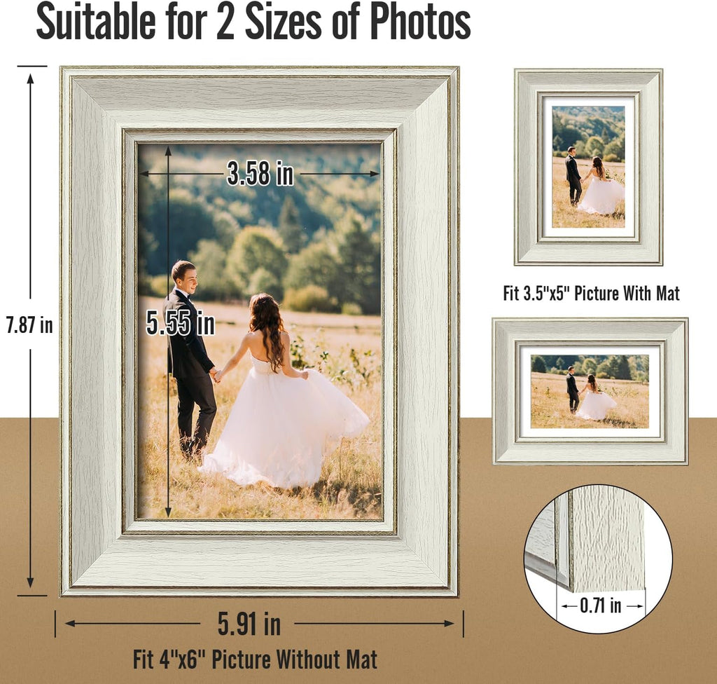 4x6 Picture Frames Assorted, 4 Pack, Rustic Style, Wall & Tabletop