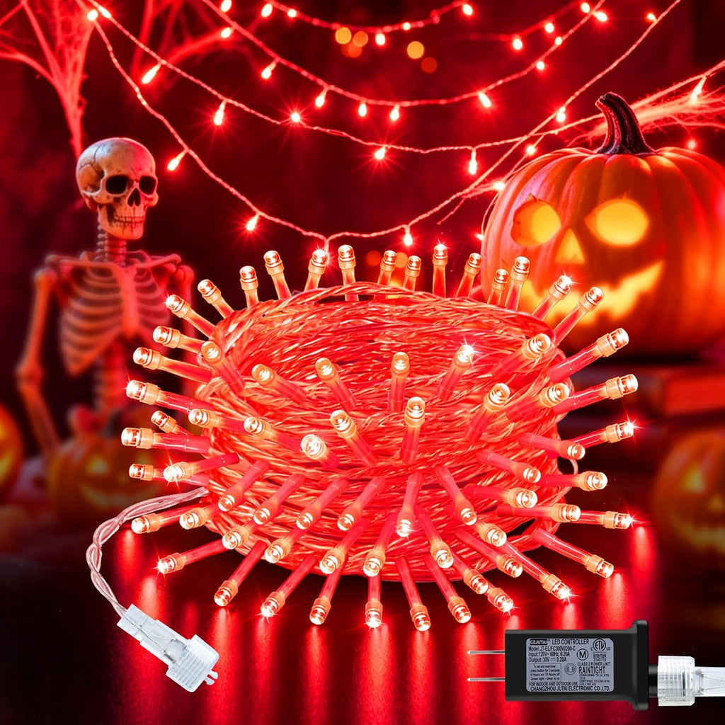cshare Red String Lights, 32FT Plug in Halloween Lights Indoor Outdoor