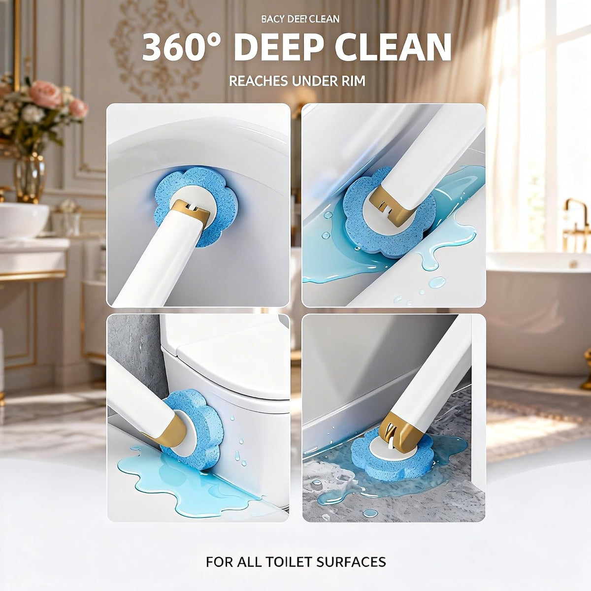 Disposable Toilet Brush with 48 Refills Holder Wall Mount Scrub kit