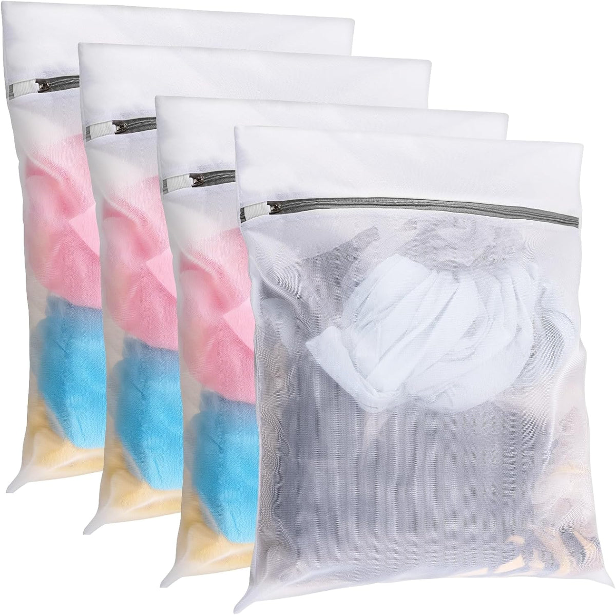 4 Pack Mesh Laundry Bags for Delicates, Laundry Bags Mesh Wash Bags (4x Large), Lingerie Bags for Washing Delicates, Garment Bag for Washing Machine