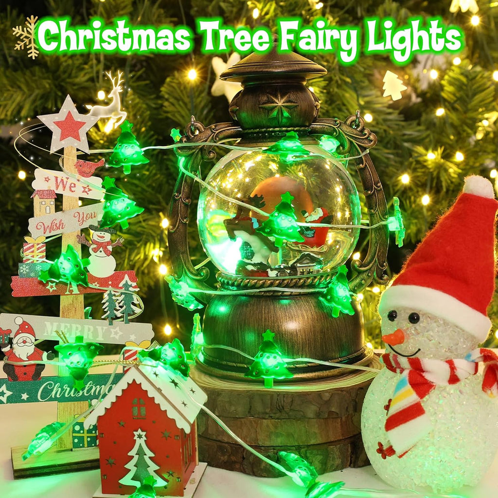 cshare Christmas String Lights, Christmas Tree Santa Claus Snowflake Lights with Timer Twinkling Indoor Battery Operated 9.8ft 30LED Christmas Decorations for Home Decor Indoor Party Holiday 3 Packs