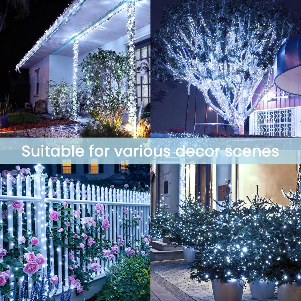 Solar Fairy Lights, 4 Pack Total 400LED 144FT Waterproof String Lights