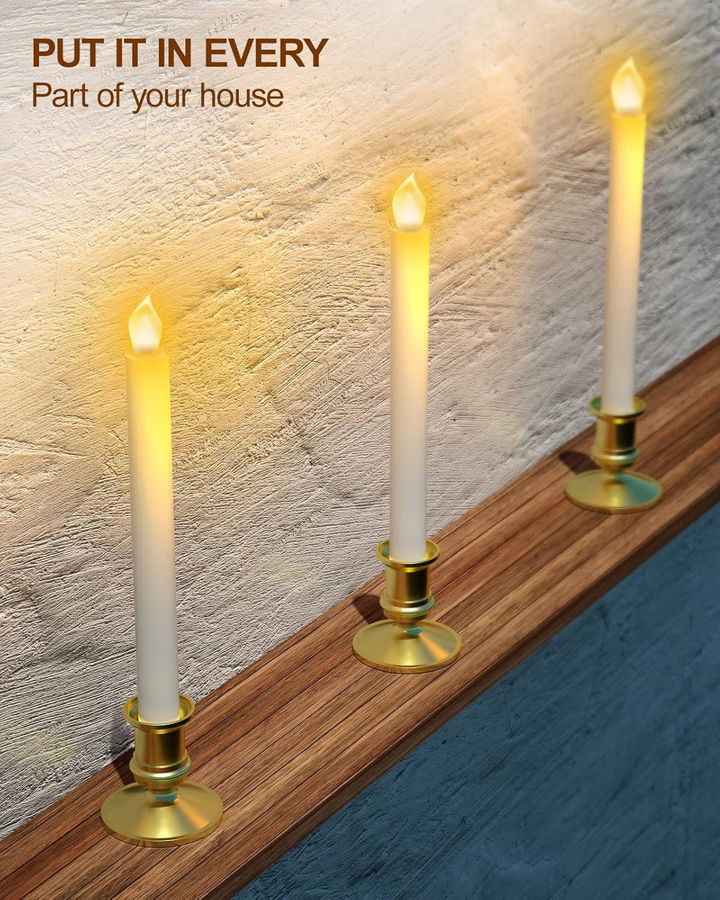 RONXS Window Candles Battery Operated, Flameless LED Taper with Timer 6pcs