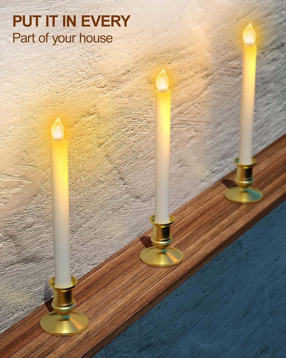 RONXS Window Candles Battery Operated, Flameless LED Taper with Timer 6pcs