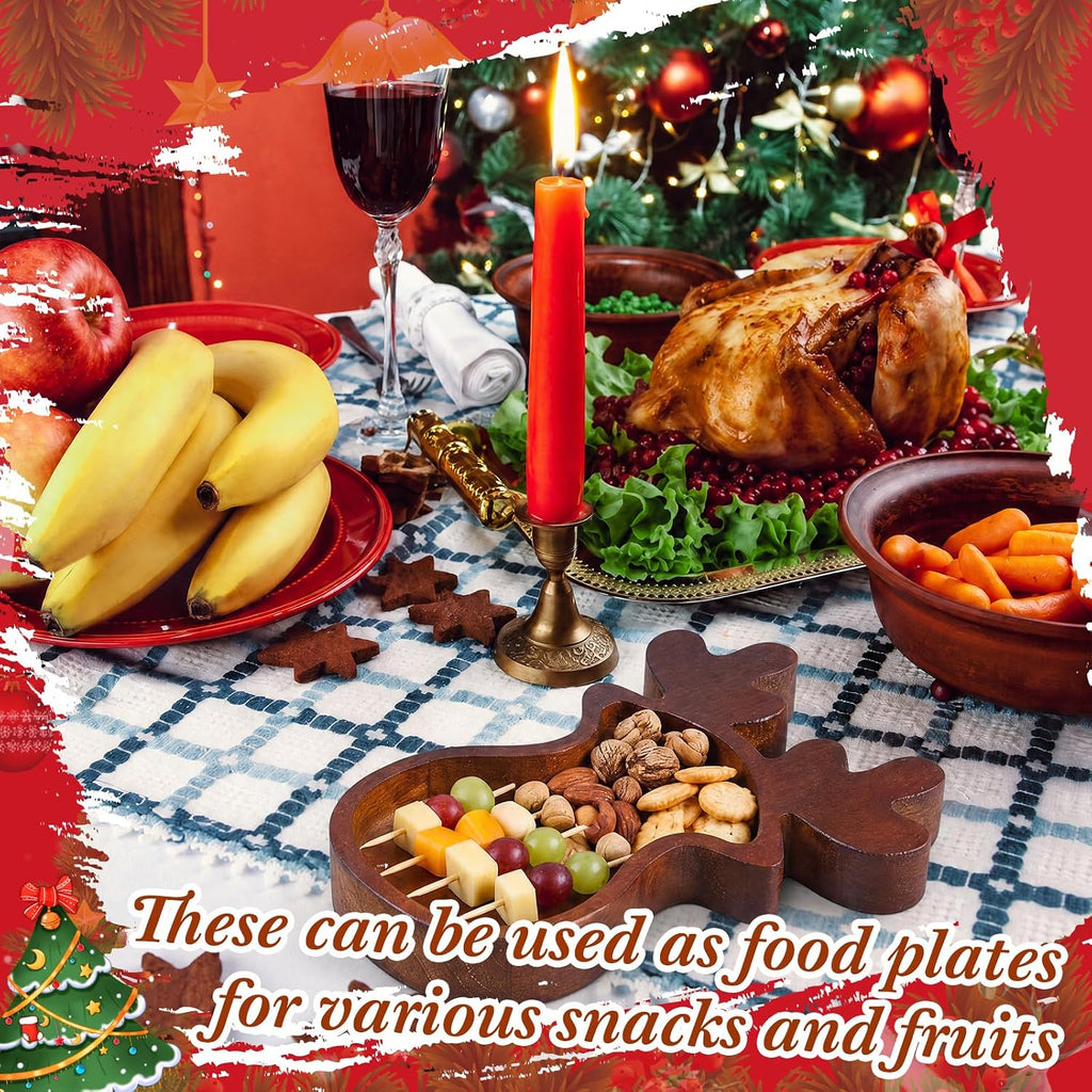 Jingmore 4 Pcs Christmas Wooden Bowl Tray Elk Dough Board