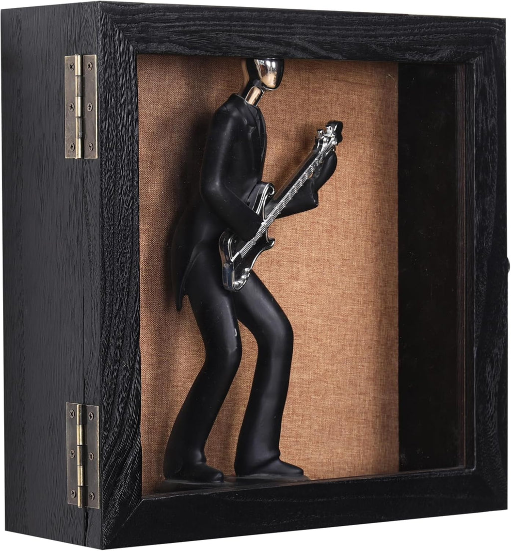 12 x 12 Extra Deep Shadow Box, 4-Inch Exterior Depth, Solid Wood, Black