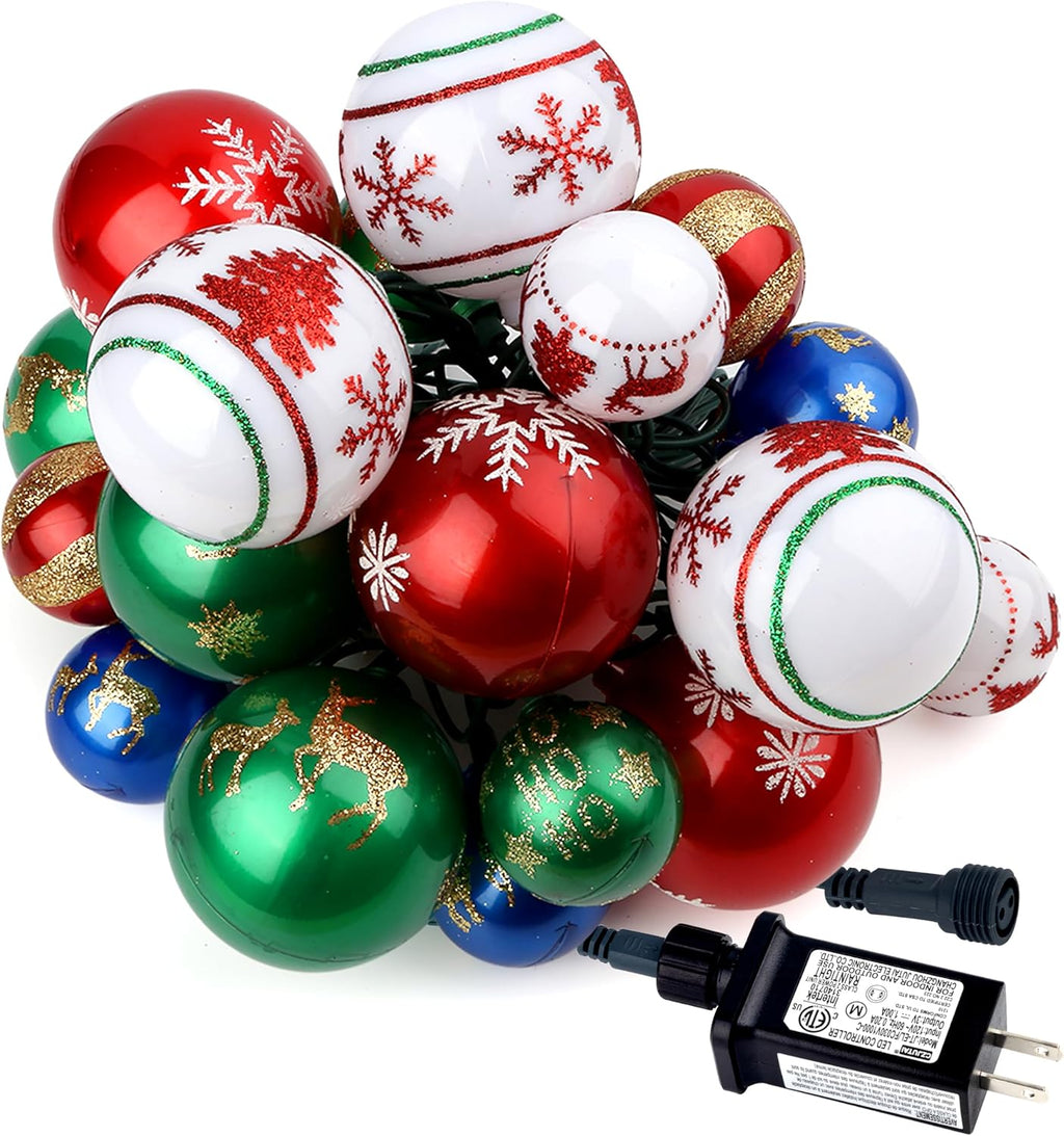 AIRIVO Twinkling Christmas Tree Lights, 28ft 25 Bulbs 8 Modes Color Changing Indoor Outdoor Ball String Lights, Plug in End to End Expandable, Ornaments for Christmas Tree Decor