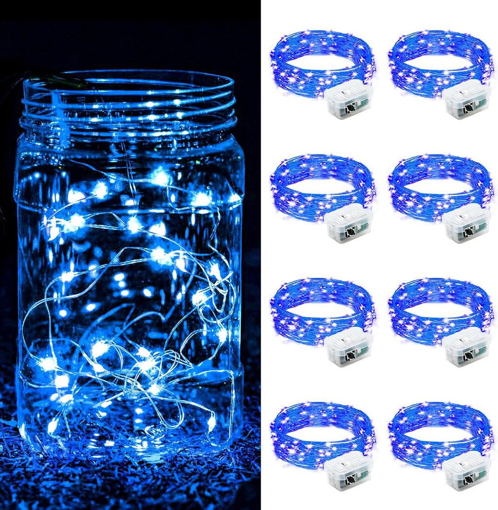 ZGWJ 8 Pack Blue Fairy Lights, Mini String Lights