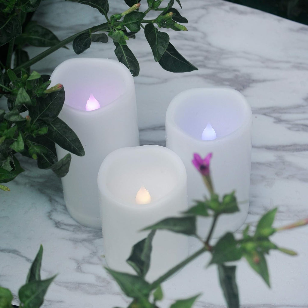 2 Pack Color Changing LED Flameless Pillar Candles with Remote, 3” x 5”