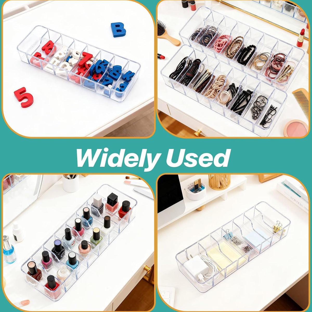 8 Pack Cable Organizer Boxes with Lid, Cord Storage Boxes, Clear