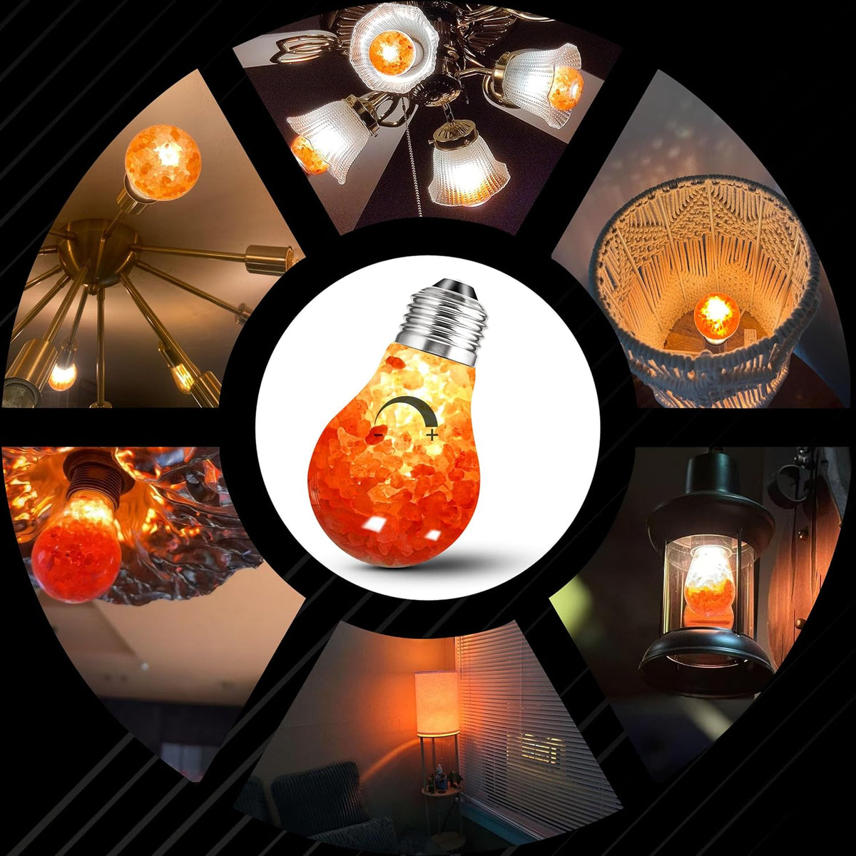 Dimmable Himalayan Salt Lamp Light Bulbs,A60 Amber Light Bulb 2200K, 2Pack