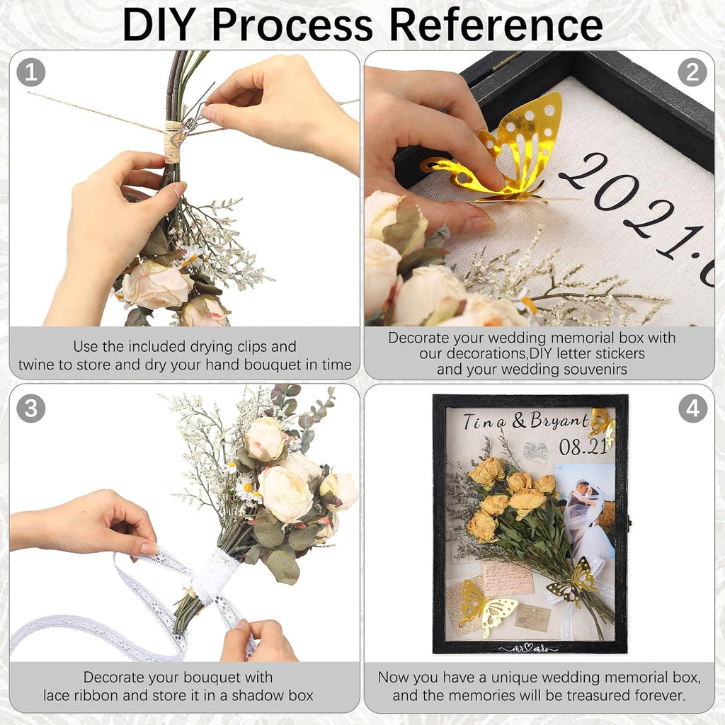 Yookeer 12x16'' Large Shadow Box Wedding Flower Display Case Frame, Black