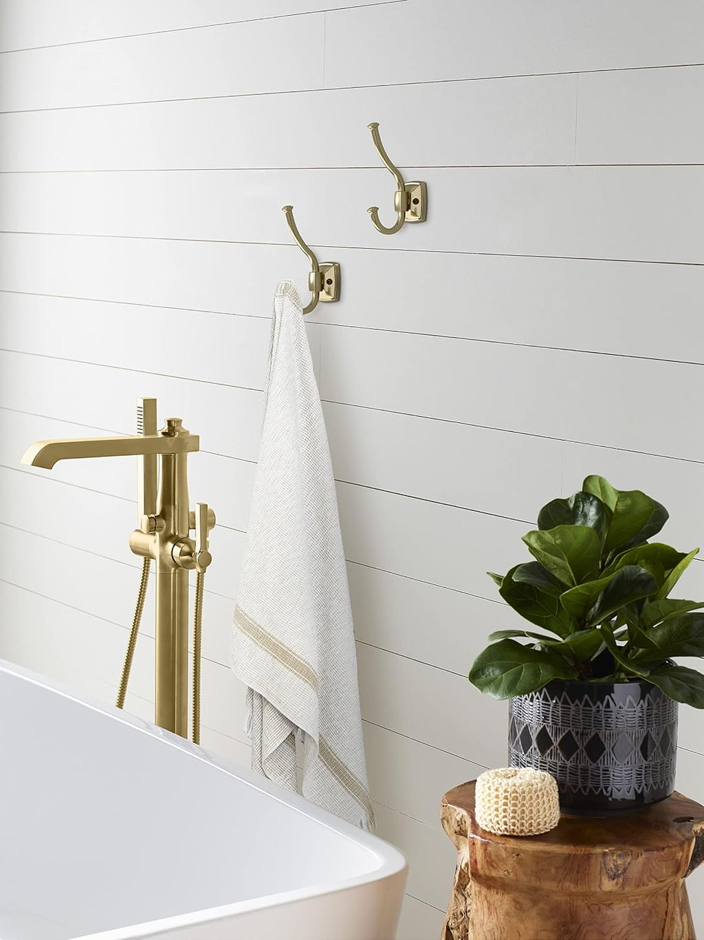 Amerock Kinsale Double Prong Golden Champagne Wall-Mounted Hook