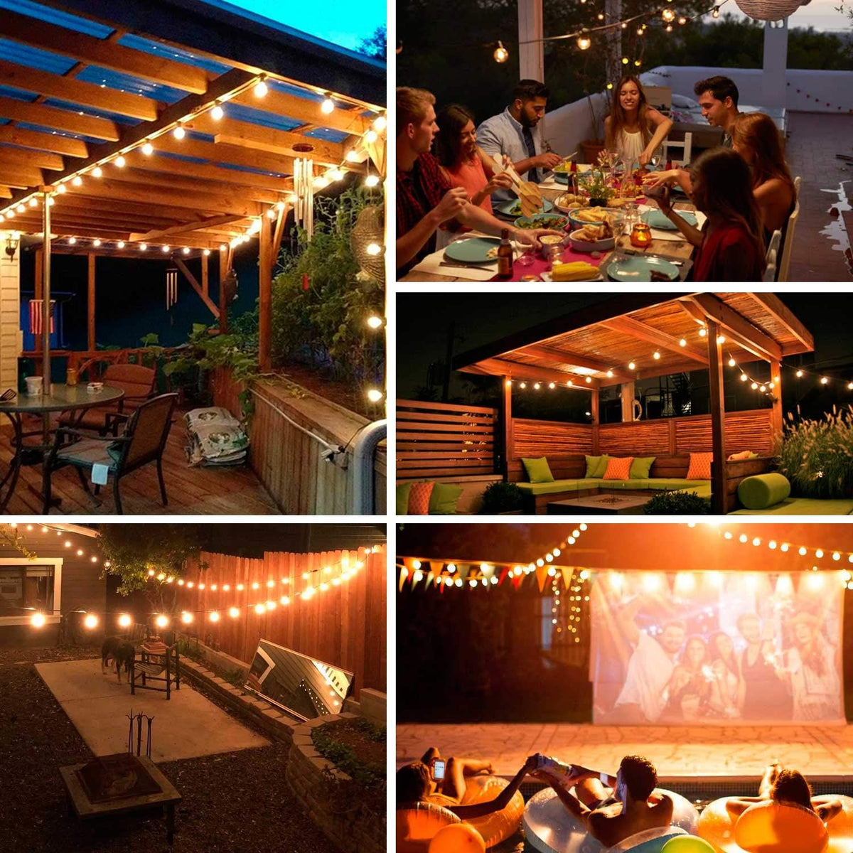 18Ft Outdoor Patio String Lights, Commercial Light String with 10+1 Plastic