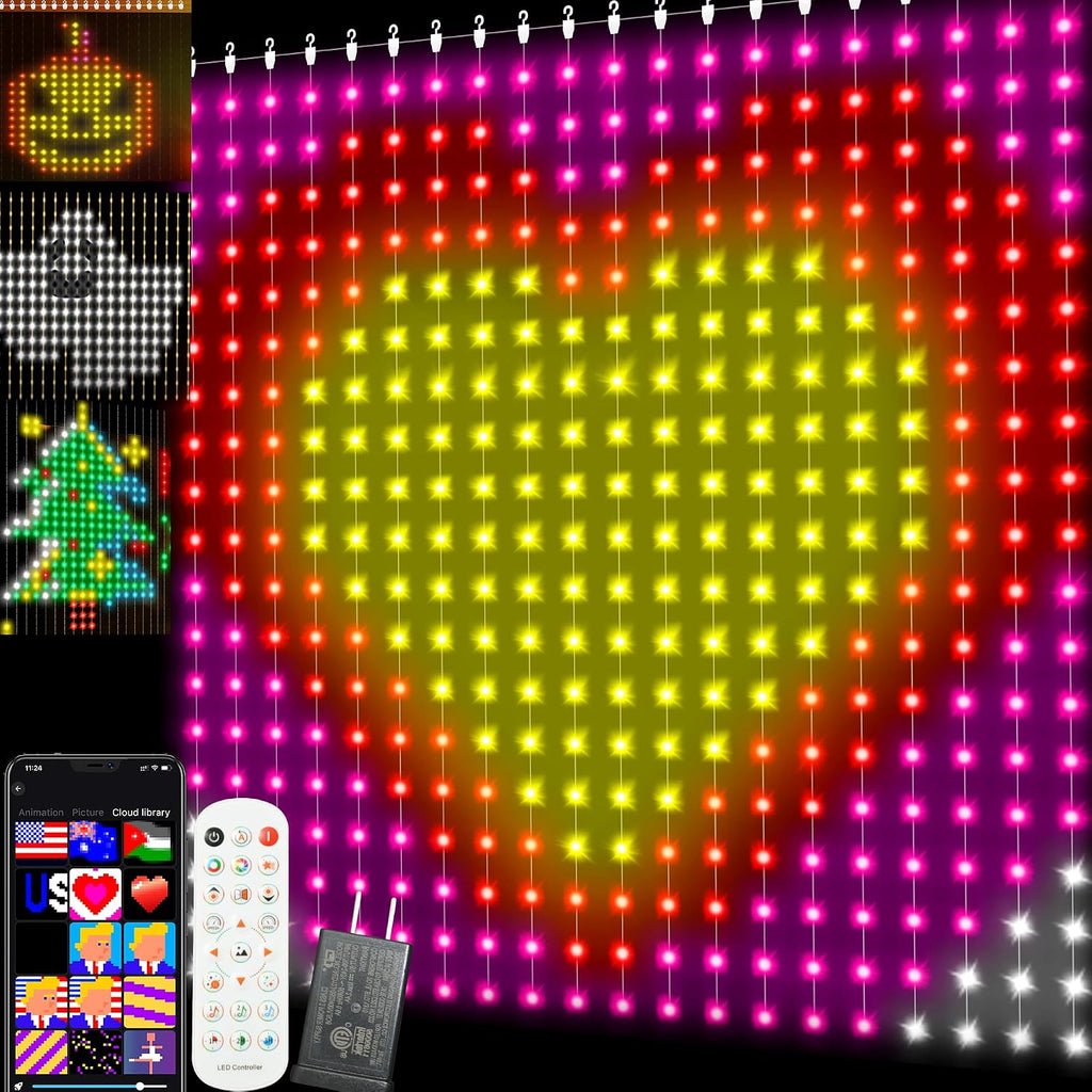 Smart Curtain Lights, 400 LED Halloween Christmas Color Changing RGB Fairy Lights, 6.6 x 6.6 FT with APP & Remote Control, DIY Waterproof Decor for Indoor Outdoor Bedroom Window Backdrop Holiday Party