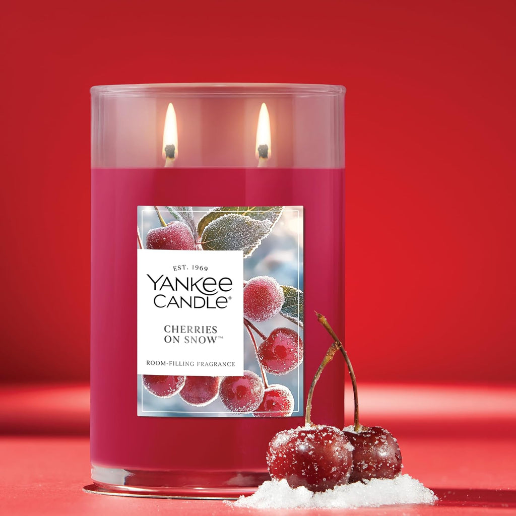 Yankee Candle Cherries On Snow Scented Candle, 20oz Large Tumbler