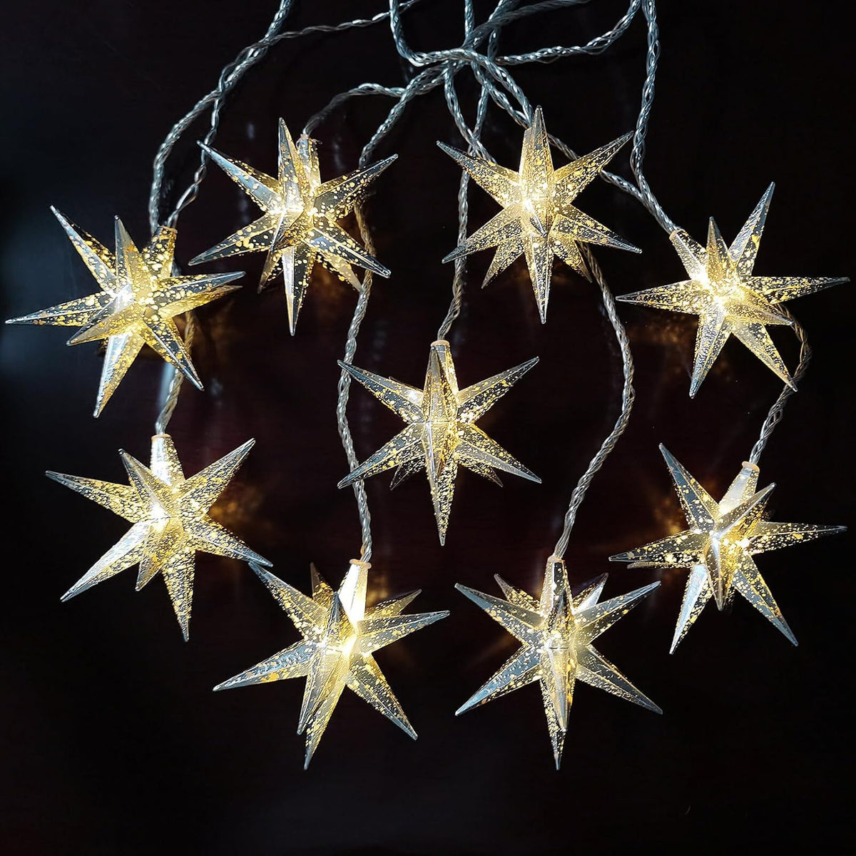 Leejec Moravian Star Curtain Light with Remote, Plug in, Christmas Decor
