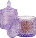 2 Pack Qtip Holder Apothecary Jars with Lid, Thick Glass, Purple