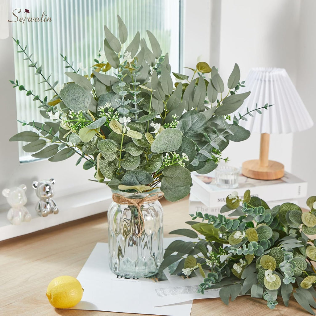 Serwalin 200PCS Mixed Eucalyptus Stems, Greenery Stems for Centerpieces