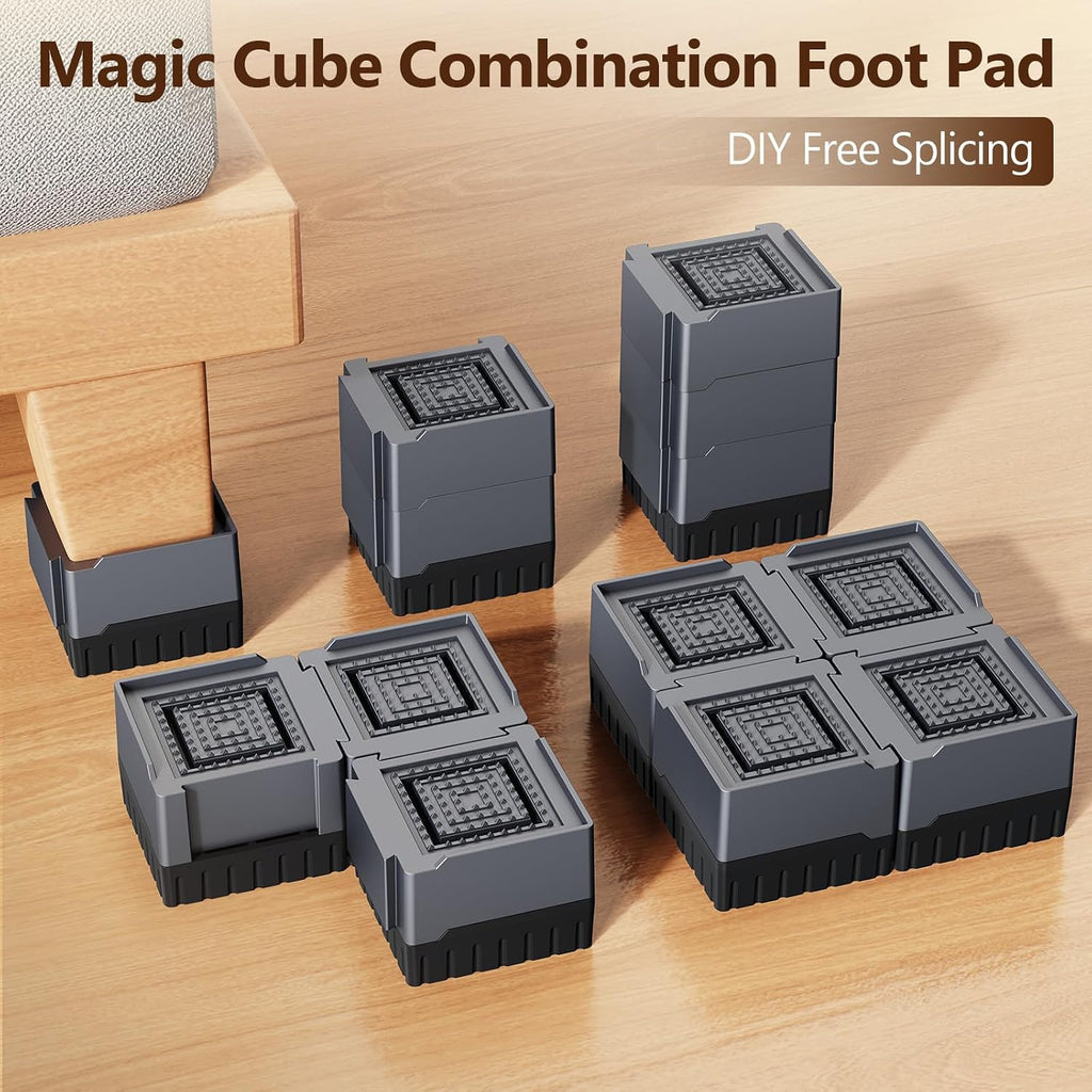 Bed Risers & Furniture Risers Heavy Duty 1000lbs, 4-Pack（Gray）